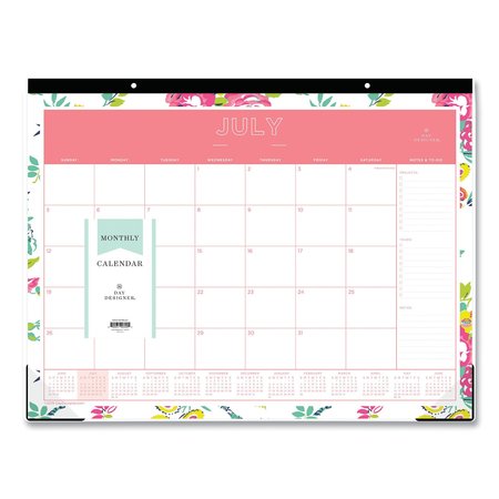 BLUE SKY Day Designer Academic Year Desk Pad, 22 x 17, White Floral, 2019-2020 107938